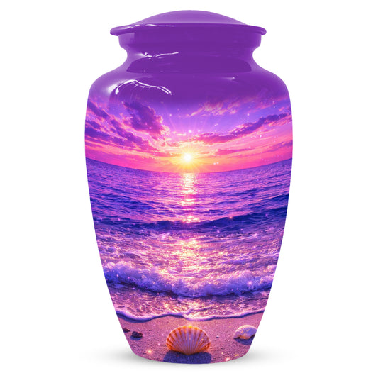 Purple Ocean Sunset Urn for Mom -  Beautiful Cremation Memorial Urns for Women