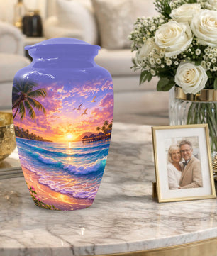 Beach Sunset Memorial Urn for Mom - Beautiful Cremation Urns for Women