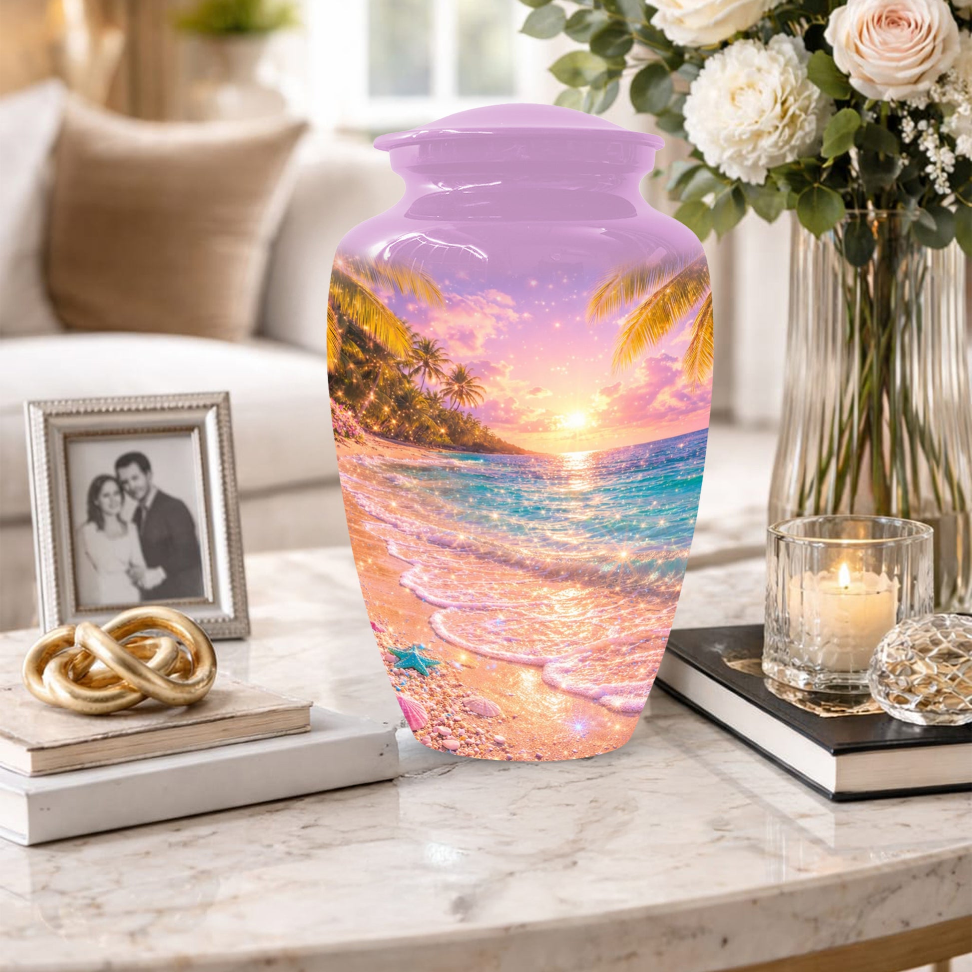 Beach Urn for Human Ashes -  Ocean Wave Memorial Keepsake | Beautiful Urns for Mom & Women