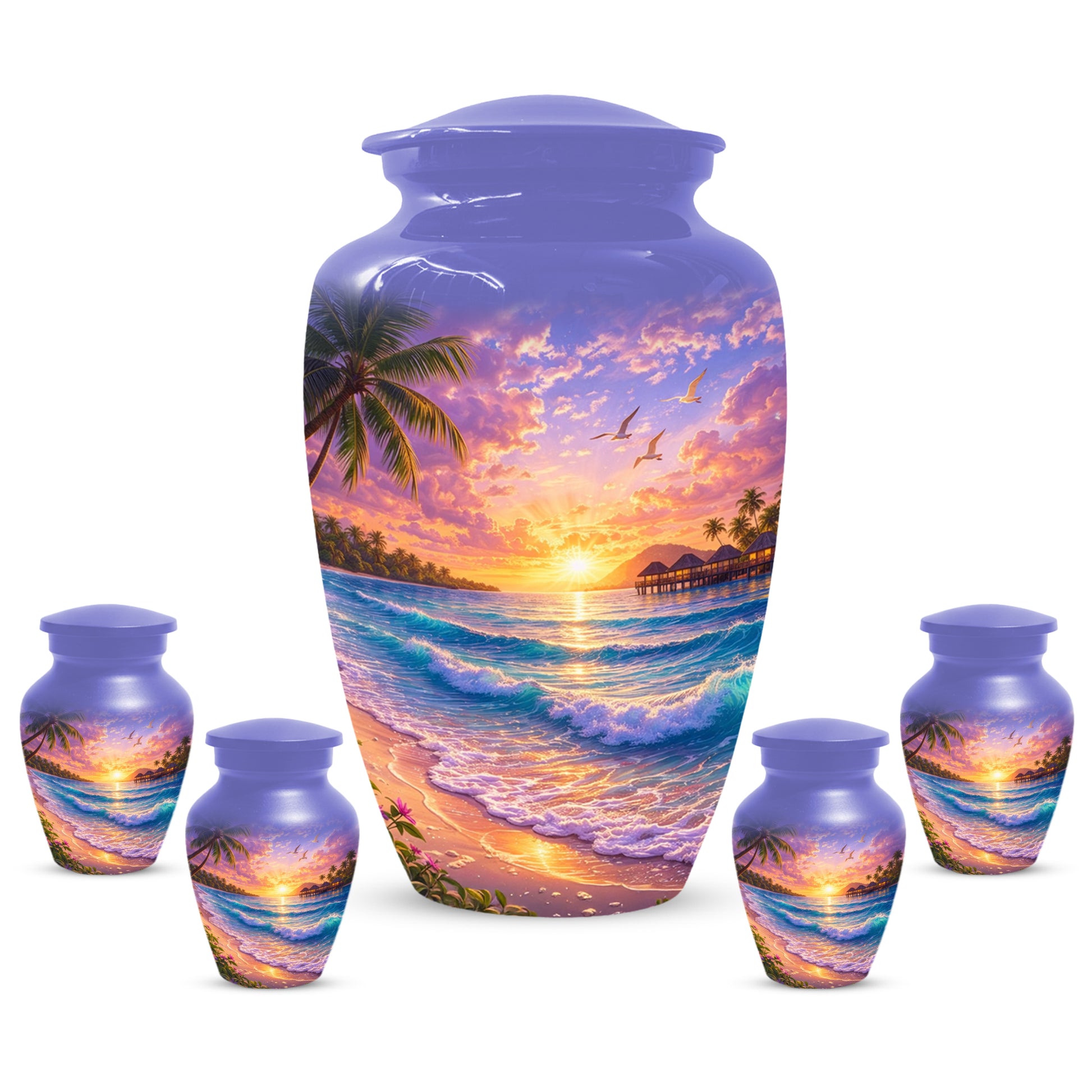 Beach Sunset Memorial Urn for Mom - Beautiful Cremation Urns for Women