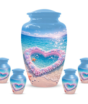 Heart Beach Urn for Mom - Beautiful Cremation Urns for Women| Ocean Keepsake Memorial