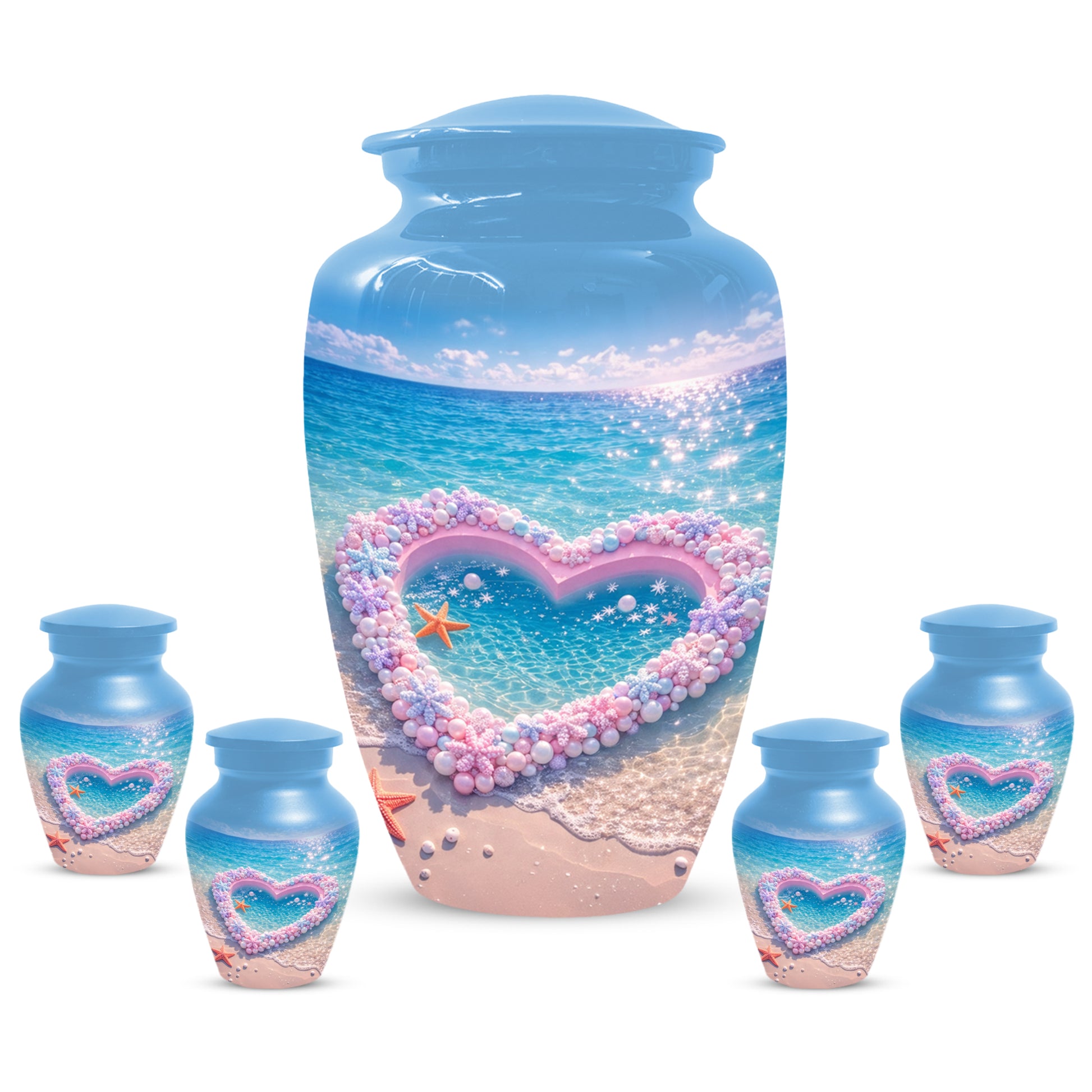 Heart Beach Urn for Mom - Beautiful Cremation Urns for Women| Ocean Keepsake Memorial