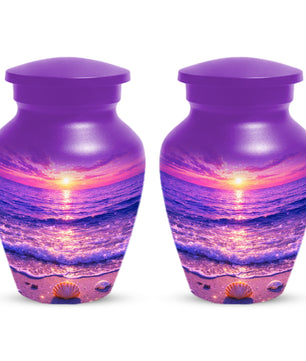 Purple Ocean Sunset Urn for Mom -  Beautiful Cremation Memorial Urns for Women