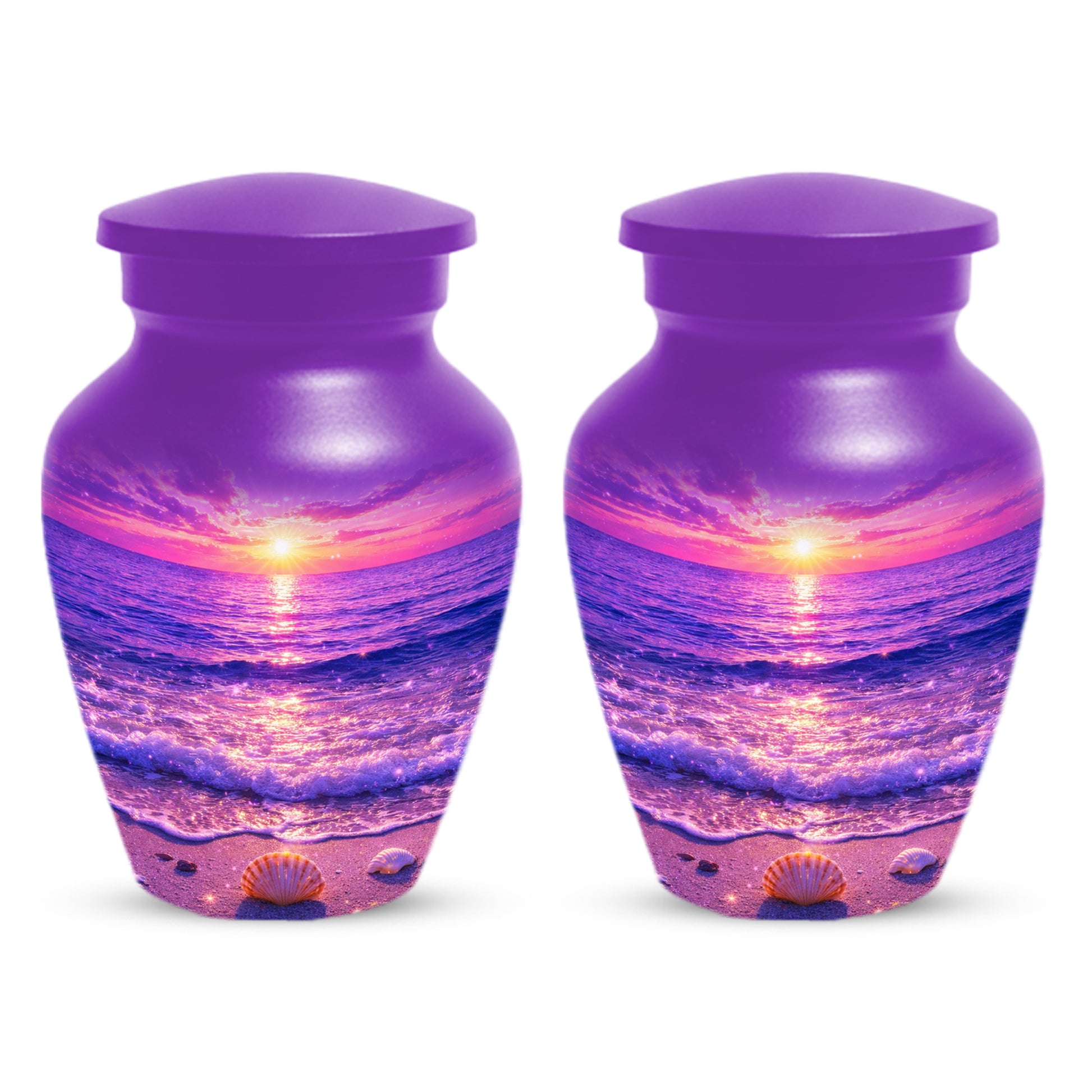 Purple Ocean Sunset Urn for Mom -  Beautiful Cremation Memorial Urns for Women