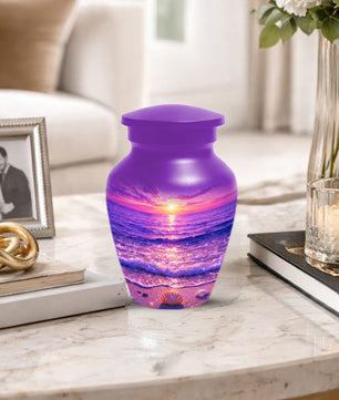 Purple Ocean Sunset Urn for Mom -  Beautiful Cremation Memorial Urns for Women