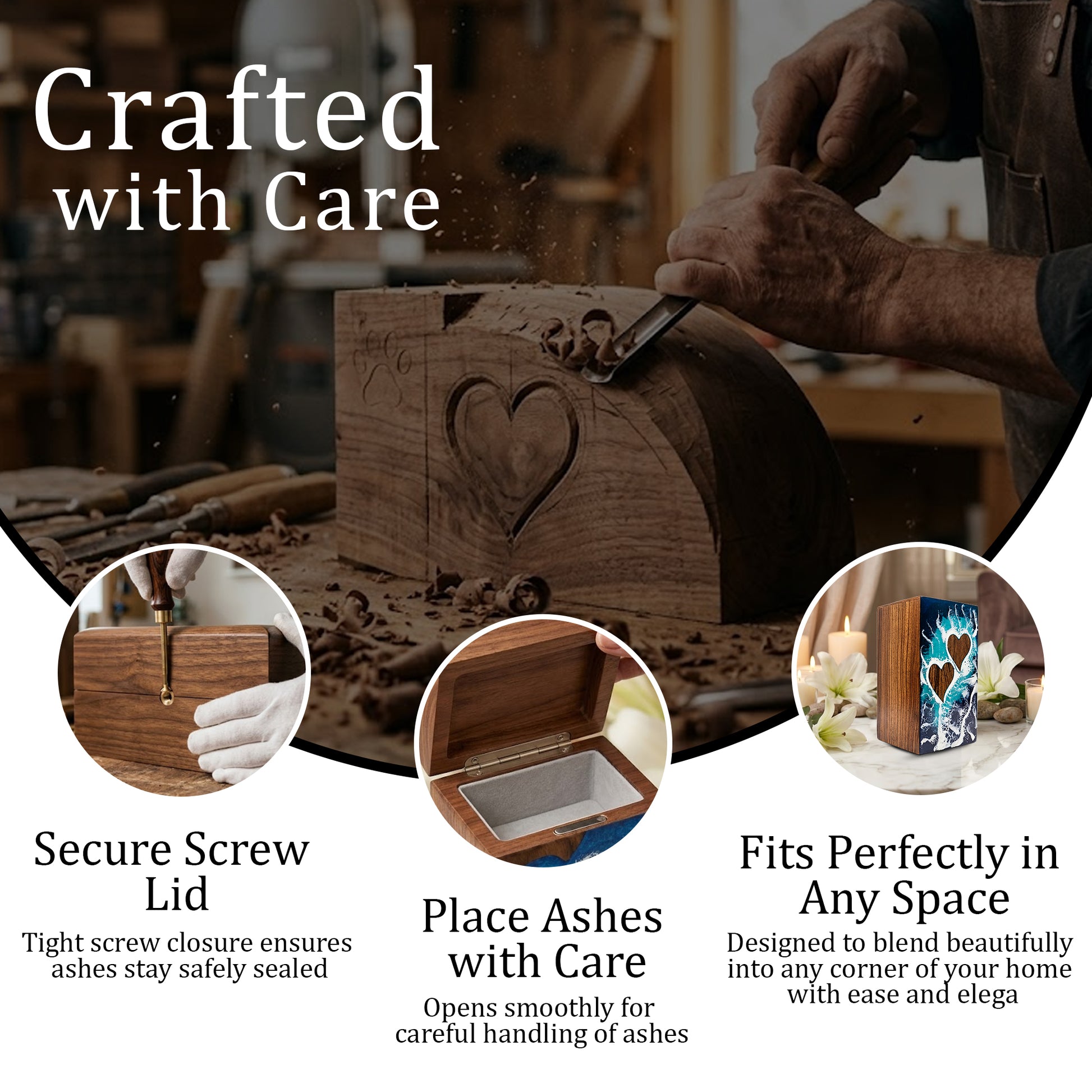 Ocean Couple Urn For Ashes - Personalized Wooden Companion Extra Large Urns Box