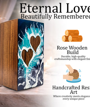 Ocean Couple Urn For Ashes - Personalized Wooden Companion Extra Large Urns Box