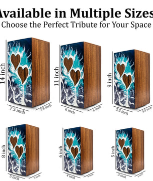 Ocean Couple Urn For Ashes - Personalized Wooden Companion Extra Large Urns Box