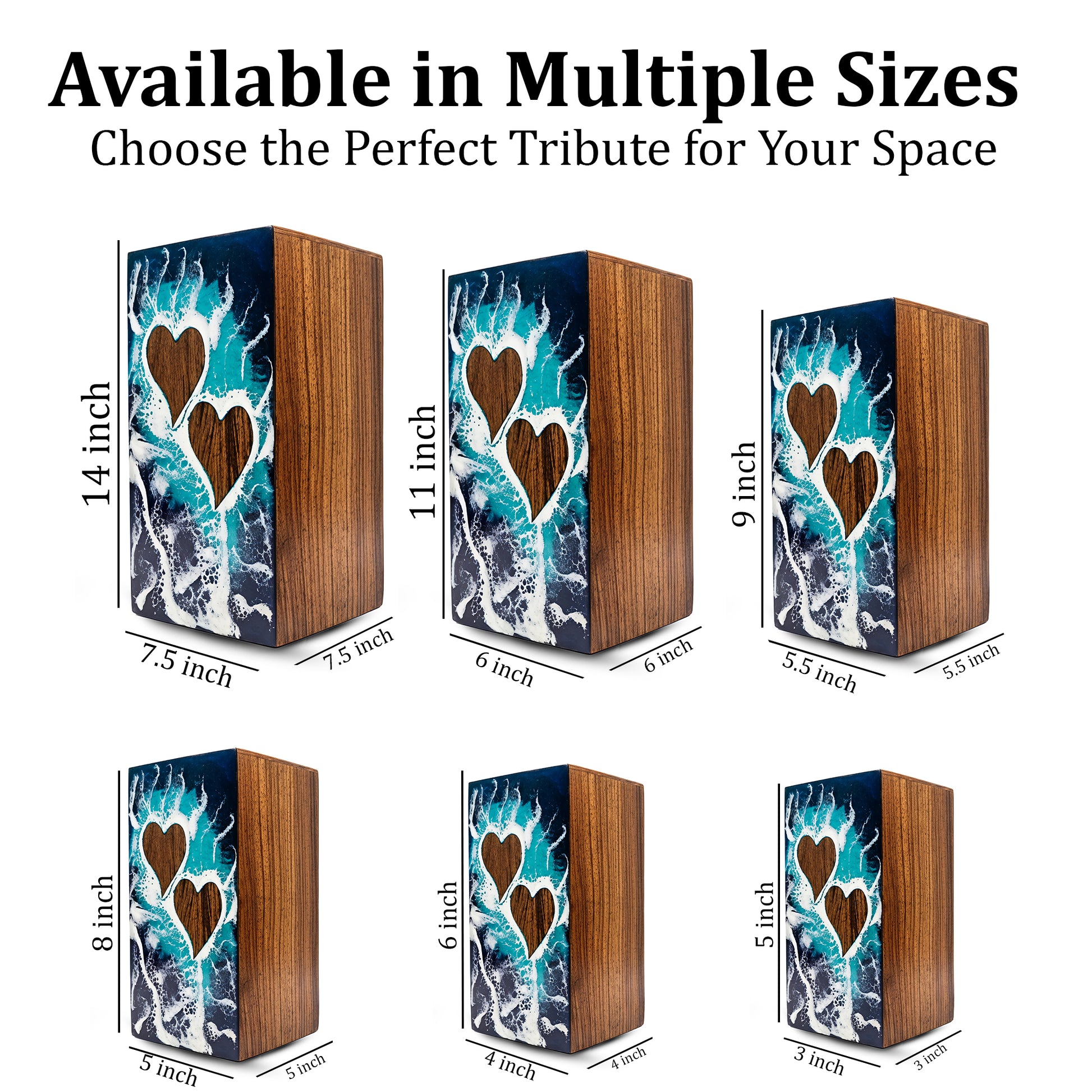 Ocean Couple Urn For Ashes - Personalized Wooden Companion Extra Large Urns Box