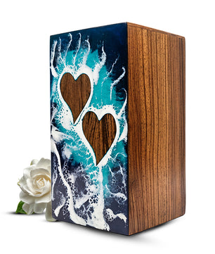 Ocean Couple Urn For Ashes - Personalized Wooden Companion Extra Large Urns Box