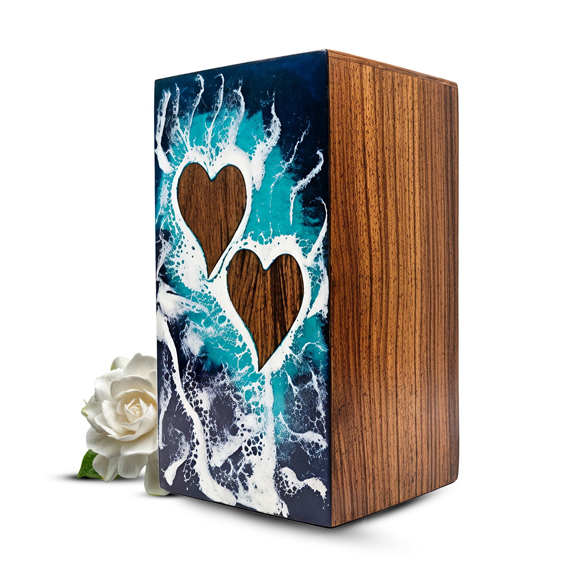 Ocean Couple Urn For Ashes - Personalized Wooden Companion Extra Large Urns Box