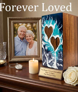 Ocean Couple Urn For Ashes - Personalized Wooden Companion Extra Large Urns Box