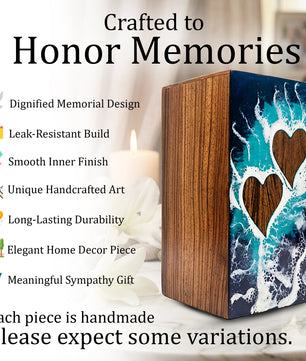 Ocean Couple Urn For Ashes - Personalized Wooden Companion Extra Large Urns Box