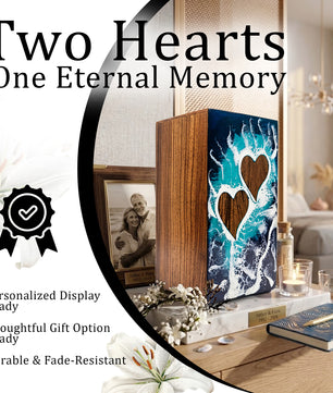 Ocean Couple Urn For Ashes - Personalized Wooden Companion Extra Large Urns Box