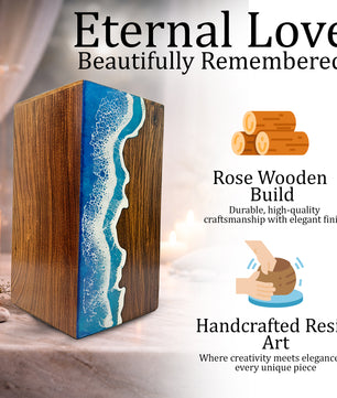 Ocean Urn For Ashes - Large Custom Wooden Keepsake Urns For Male & Female