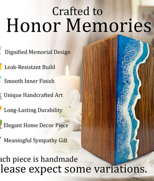 Ocean Urn For Ashes - Large Custom Wooden Keepsake Urns For Male & Female