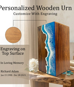 Ocean Urn For Ashes - Large Custom Wooden Keepsake Urns For Male & Female