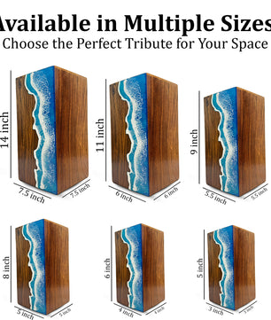Ocean Urn For Ashes - Large Custom Wooden Keepsake Urns For Male & Female
