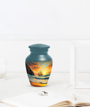 Beach Urn for Mom – Custom Ocean Sunset Cremation Urns for Ashes | Coastal Memorial Keepsake for Female