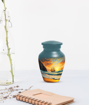 Beach Urn for Mom – Custom Ocean Sunset Cremation Urns for Ashes | Coastal Memorial Keepsake for Female