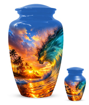 Sunset Wave Memorial Urn for Mom -  Beautiful Ocean Cremation Urns for Women