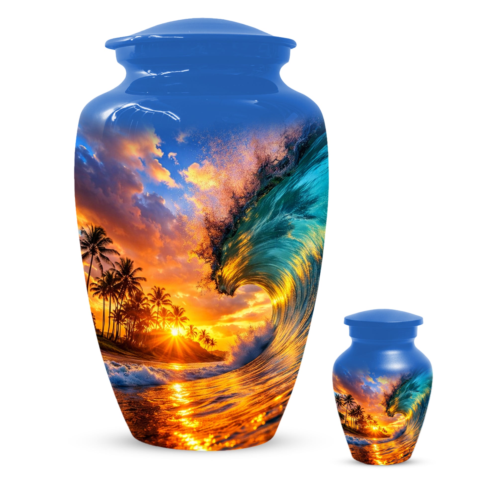 Sunset Wave Memorial Urn for Mom -  Beautiful Ocean Cremation Urns for Women