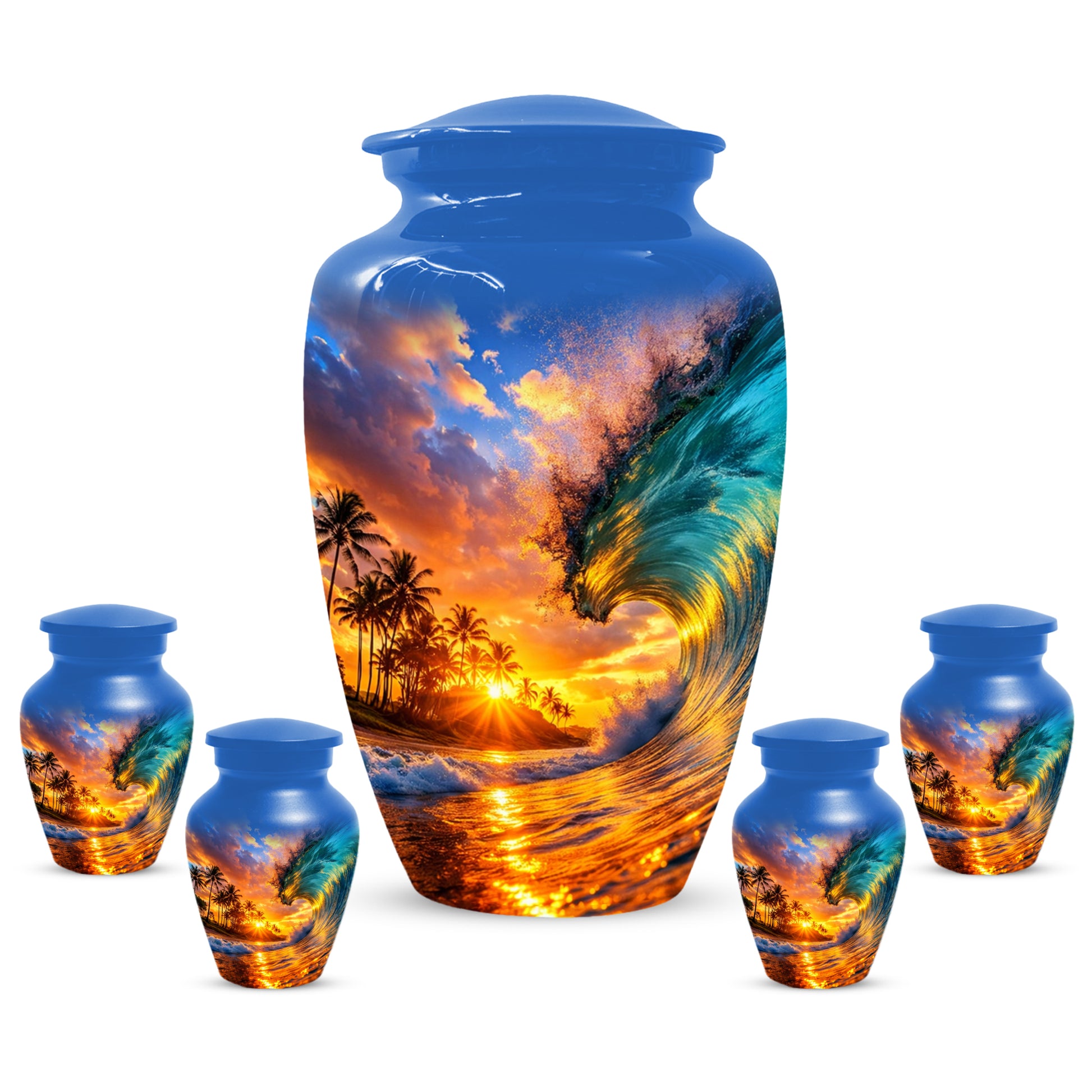 Sunset Wave Memorial Urn for Mom -  Beautiful Ocean Cremation Urns for Women