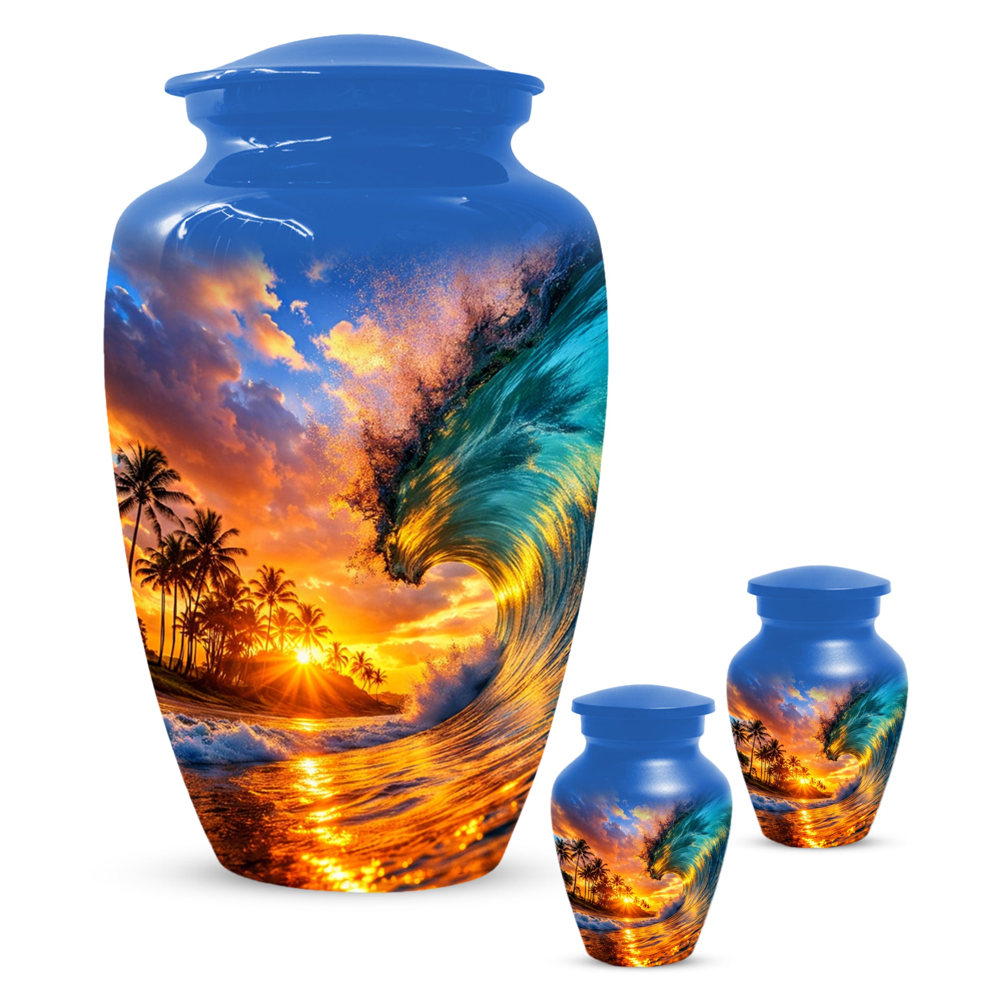 Sunset Wave Memorial Urn for Mom -  Beautiful Ocean Cremation Urns for Women