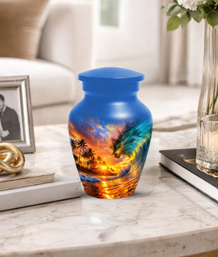 Sunset Wave Memorial Urn for Mom -  Beautiful Ocean Cremation Urns for Women