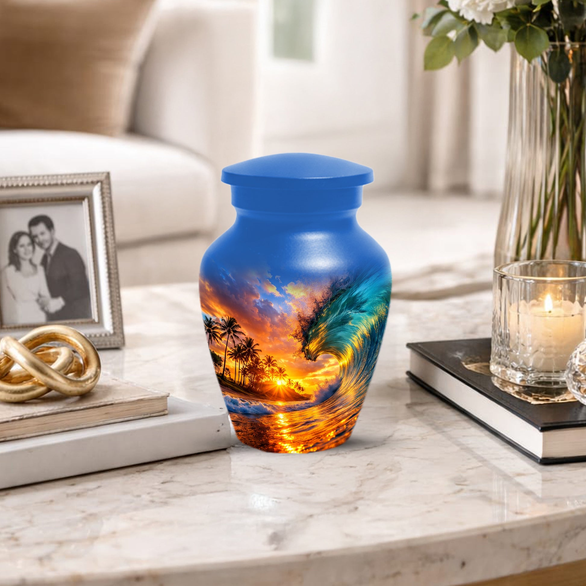 Sunset Wave Memorial Urn for Mom -  Beautiful Ocean Cremation Urns for Women