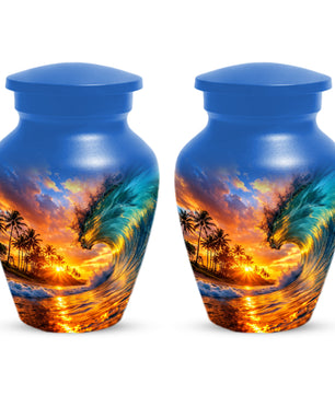 Sunset Wave Memorial Urn for Mom -  Beautiful Ocean Cremation Urns for Women