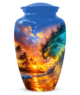 Sunset Wave Memorial Urn for Mom -  Beautiful Ocean Cremation Urns for Women