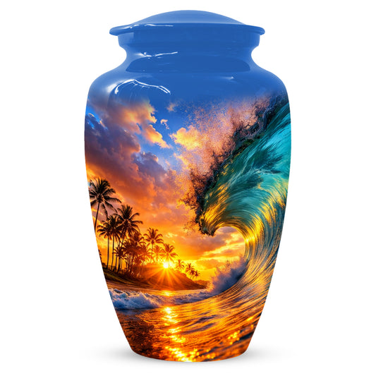 Sunset Wave Memorial Urn for Mom -  Beautiful Ocean Cremation Urns for Women
