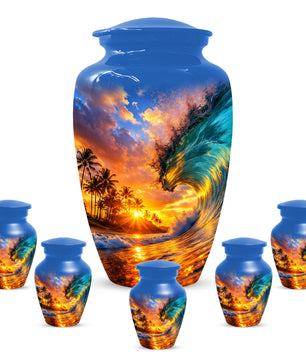 Sunset Wave Memorial Urn for Mom -  Beautiful Ocean Cremation Urns for Women