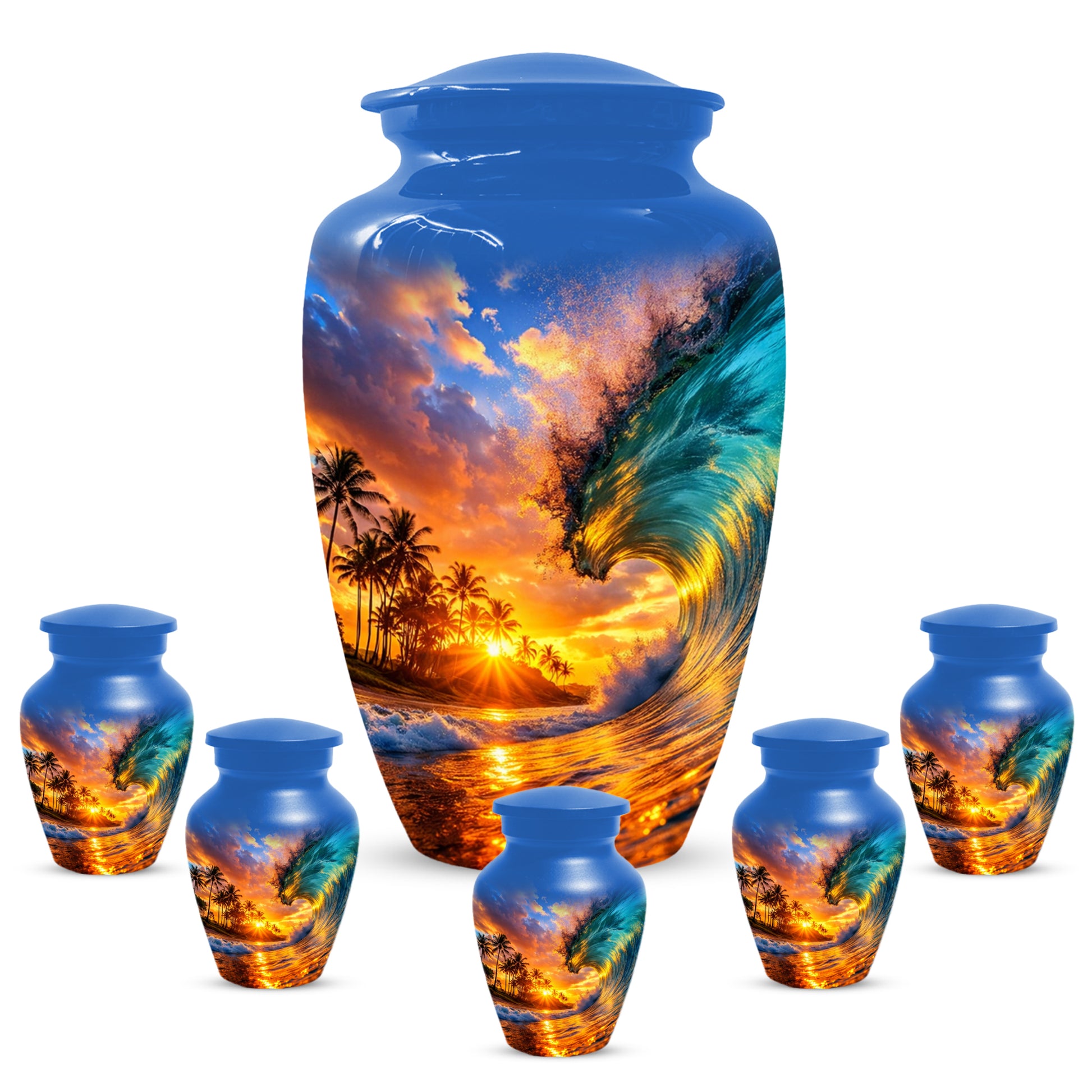 Sunset Wave Memorial Urn for Mom -  Beautiful Ocean Cremation Urns for Women