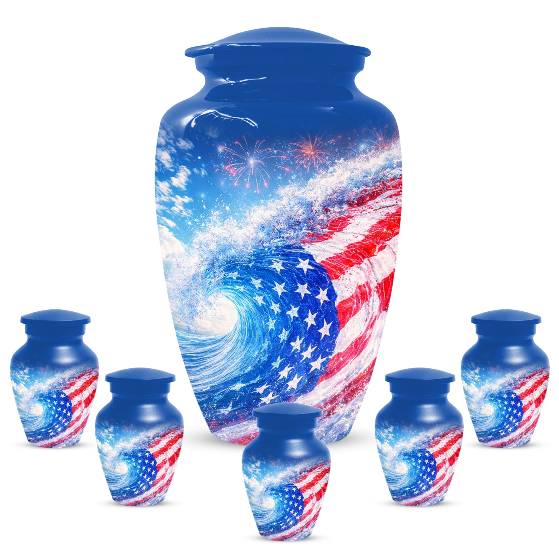 American Flag Memorial Urn for Dad -  Patriotic Cremation Urns for Men