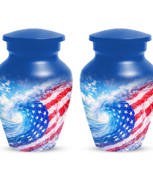 American Flag Memorial Urn for Dad -  Patriotic Cremation Urns for Men