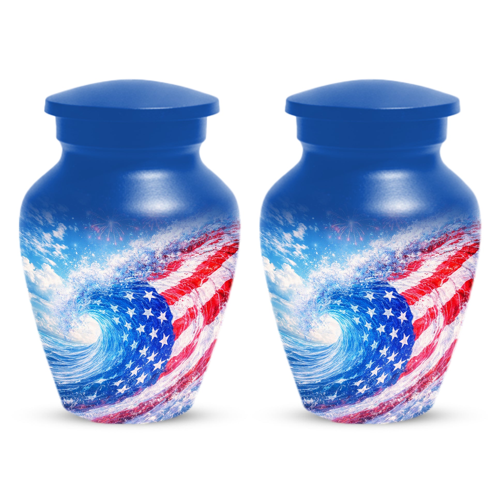 American Flag Memorial Urn for Dad -  Patriotic Cremation Urns for Men