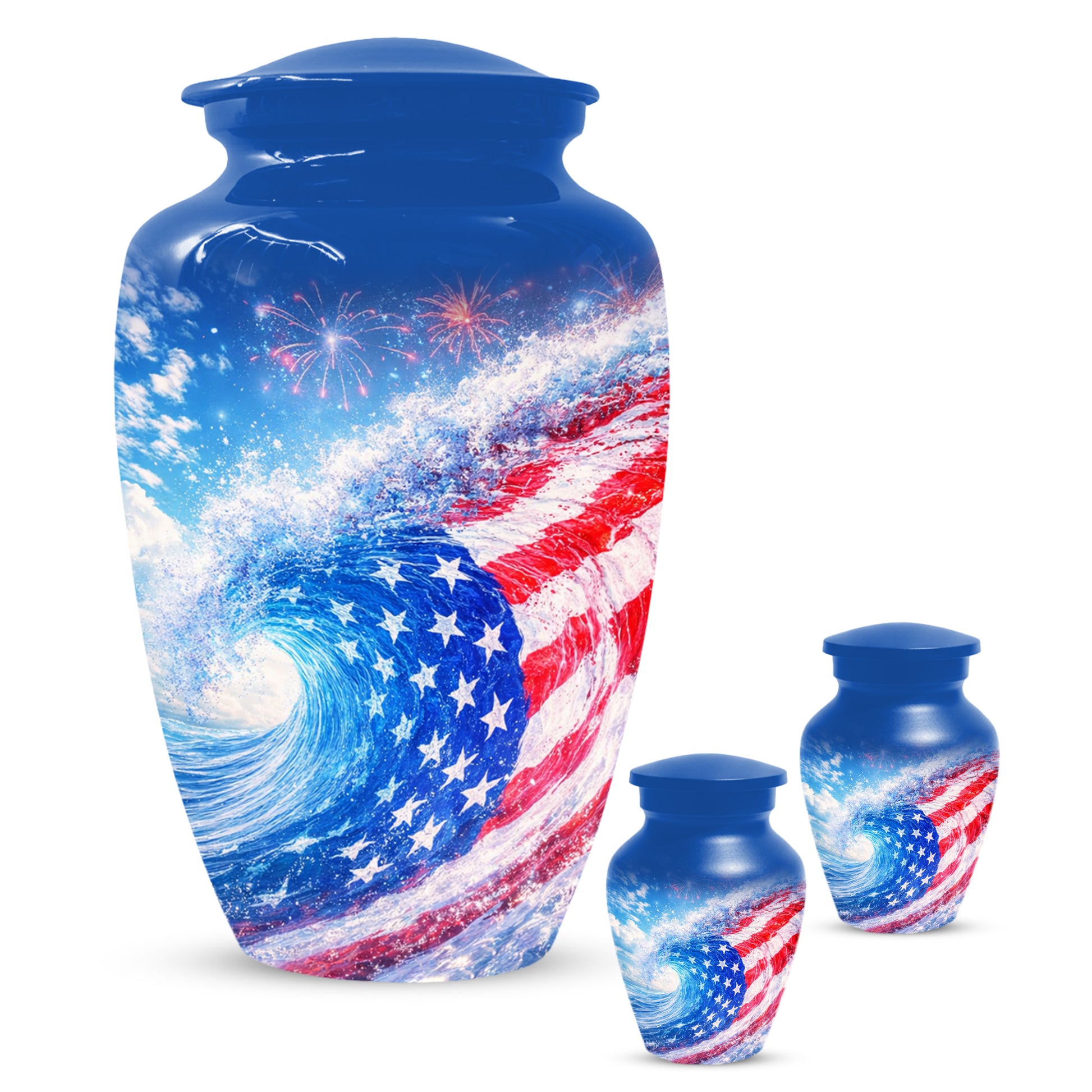 American Flag Memorial Urn for Dad -  Patriotic Cremation Urns for Men
