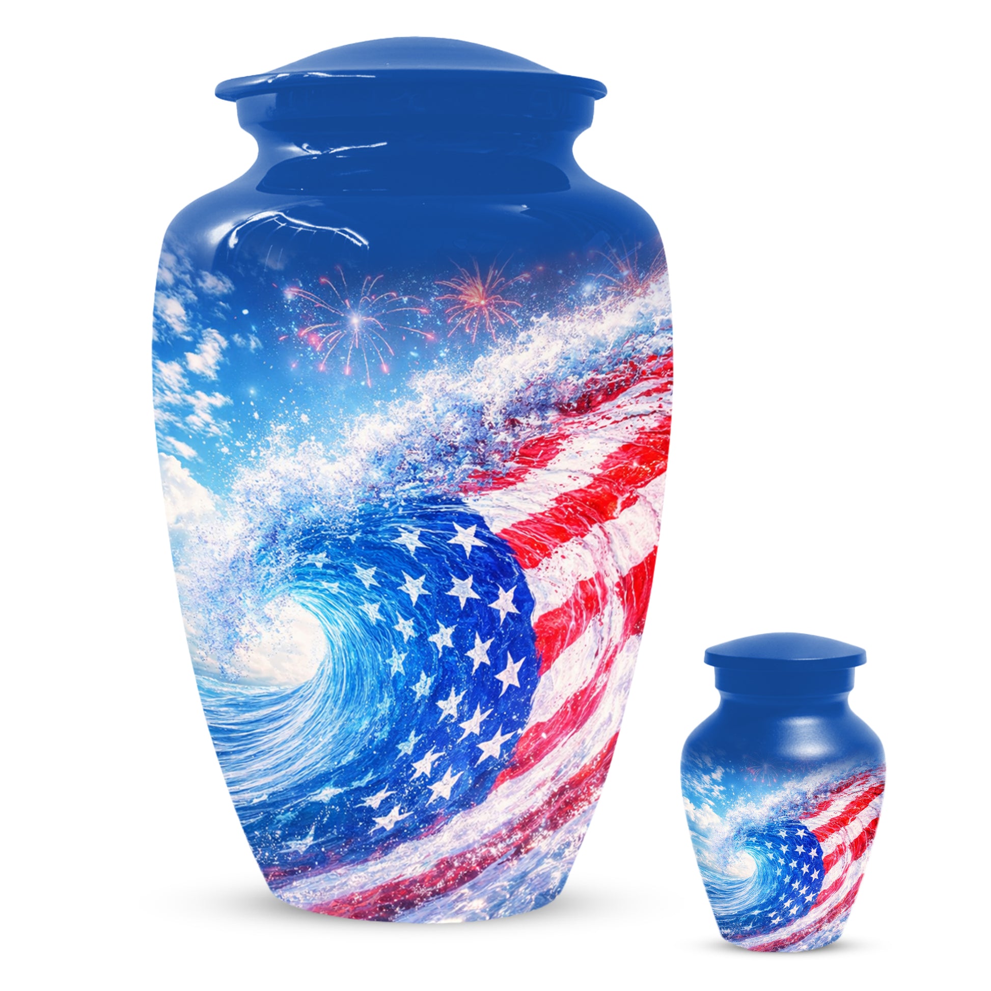 American Flag Memorial Urn for Dad -  Patriotic Cremation Urns for Men