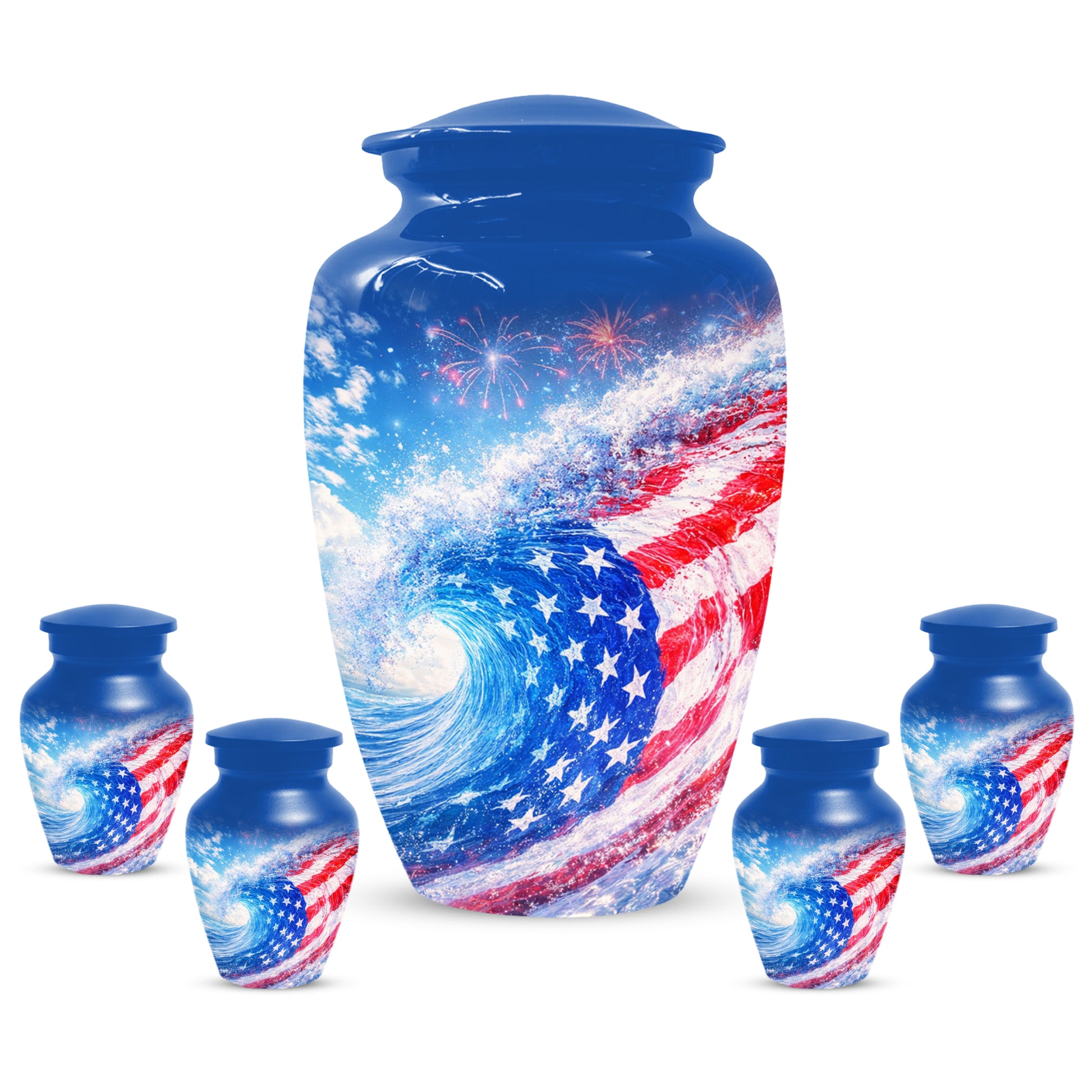 American Flag Memorial Urn for Dad -  Patriotic Cremation Urns for Men