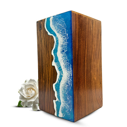 Ocean Urn For Ashes - Large Custom Wooden Keepsake Urns For Male & Female
