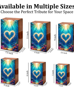 Ocean Urn For Female Ashes - Heart Funeral Box For Adult Men & Women