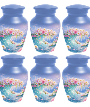 Daisy Flower Cremation Urn for Ashes - Ocean Wave Memorial Keepsake Urns for Women