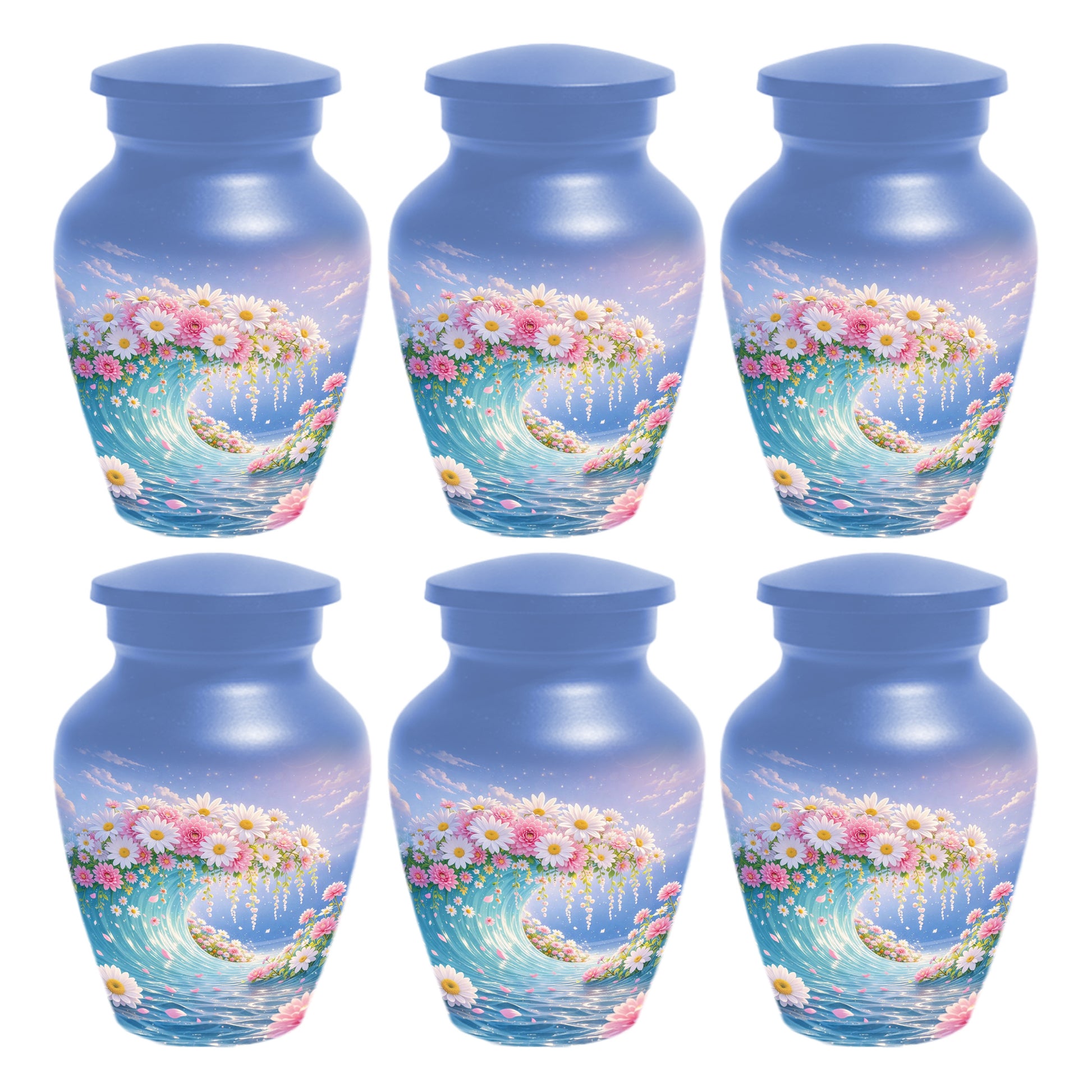 Daisy Flower Cremation Urn for Ashes - Ocean Wave Memorial Keepsake Urns for Women