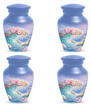 Daisy Flower Cremation Urn for Ashes - Ocean Wave Memorial Keepsake Urns for Women