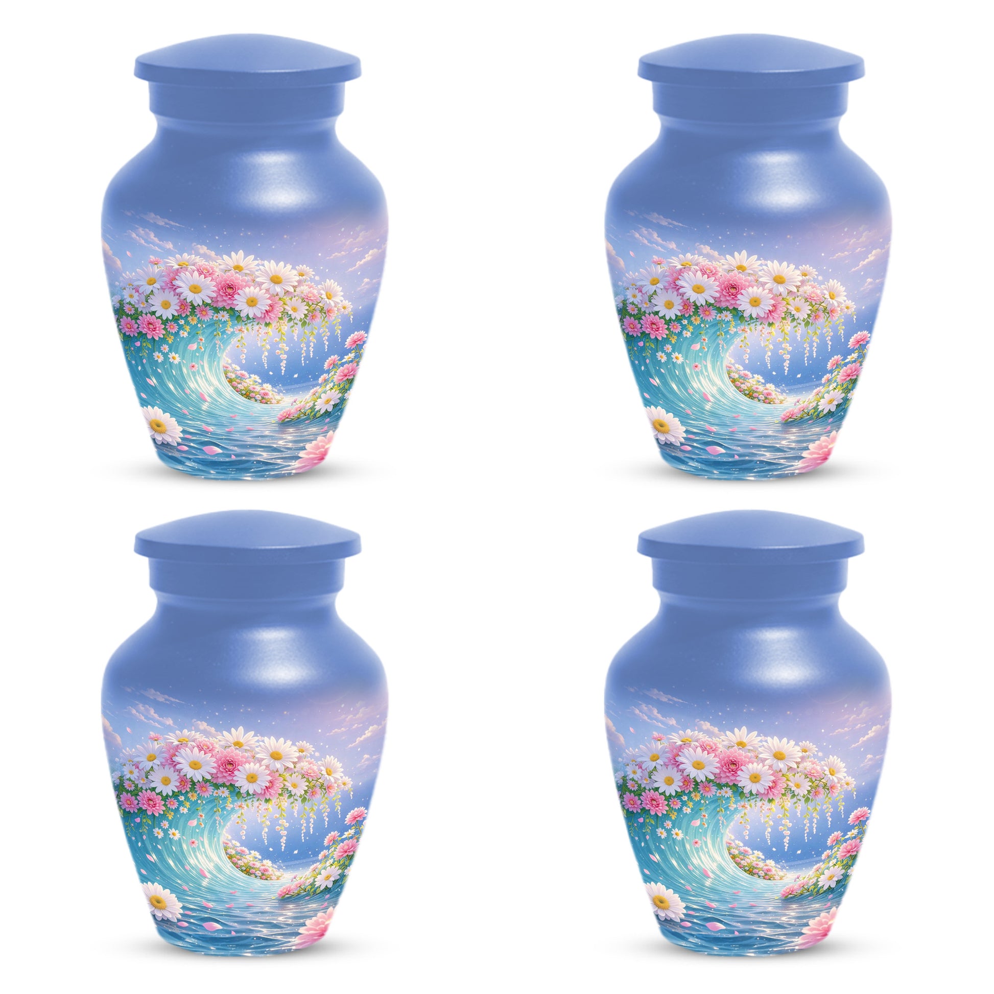 Daisy Flower Cremation Urn for Ashes - Ocean Wave Memorial Keepsake Urns for Women
