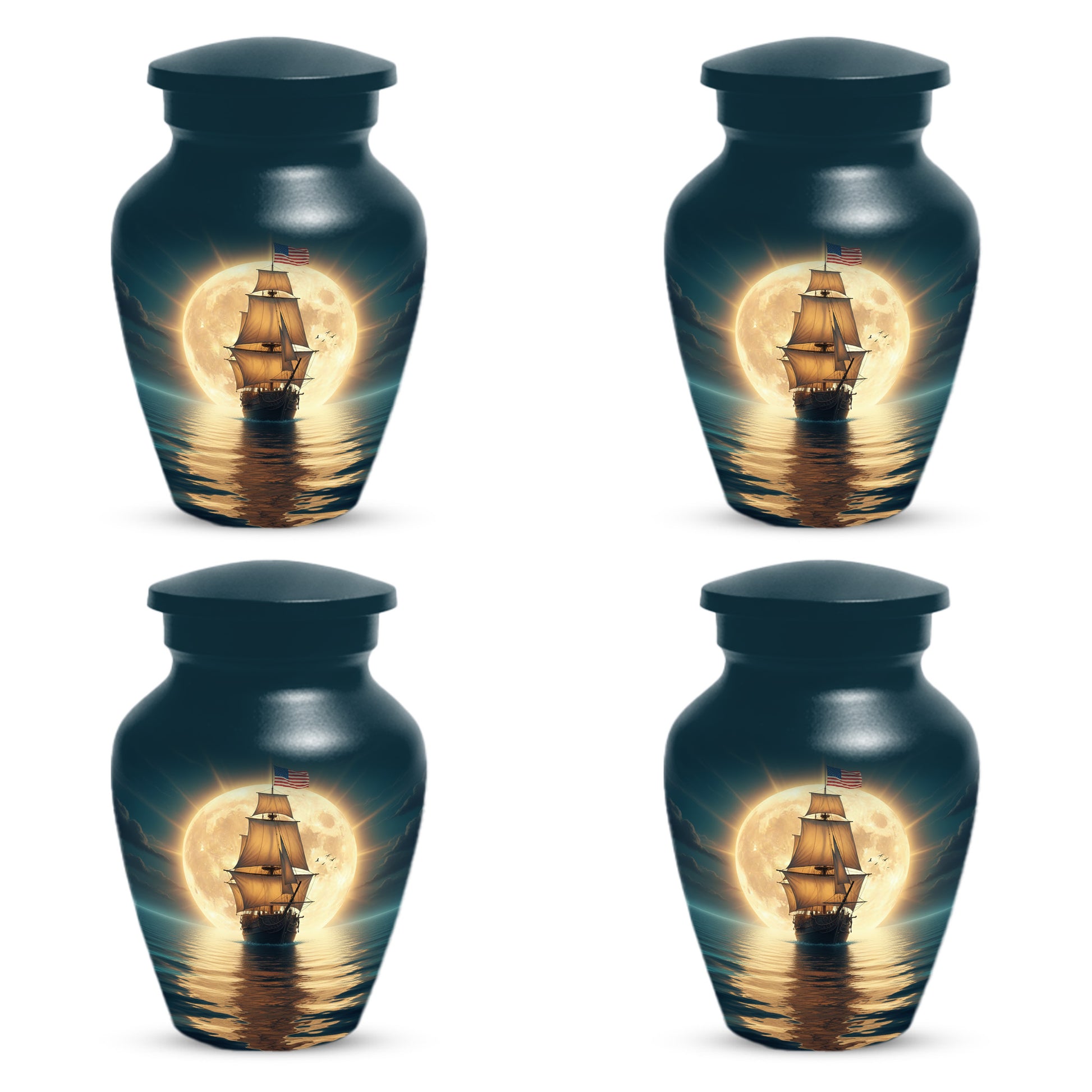 American Flag Sailing Ship Urn for Dad – Personalized Nautical Cremation Urns for Father
