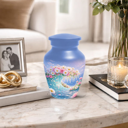 Daisy Flower Cremation Urn for Ashes - Ocean Wave Memorial Keepsake Urns for Women