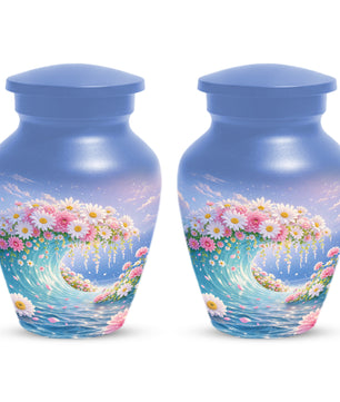 Daisy Flower Cremation Urn for Ashes - Ocean Wave Memorial Keepsake Urns for Women